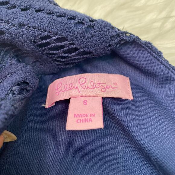 Lilly Pulitzer Women's Mango Shift Dress True Navy Leaf Palm Size S Lace - Picture 8 of 16